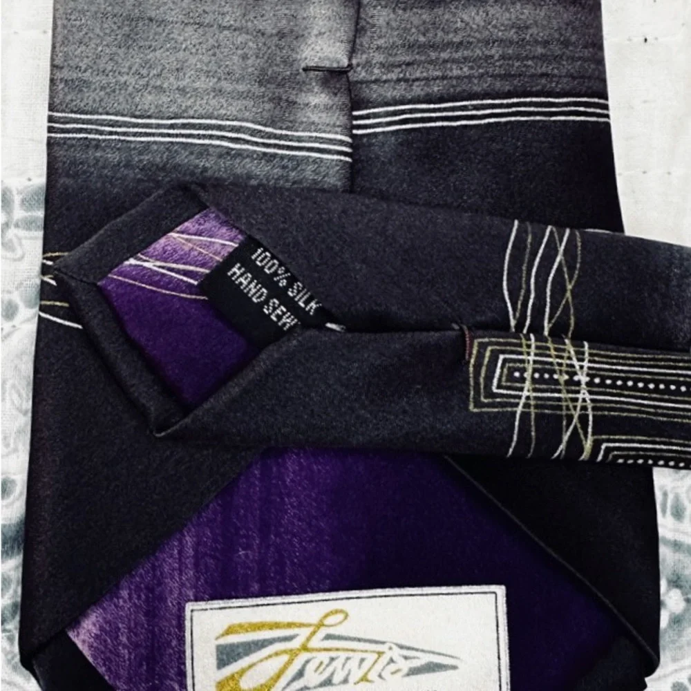 J Garcia Grateful Dead Silk Tie Robert‎ Talbott Blue Black Abstract Hand Sewn